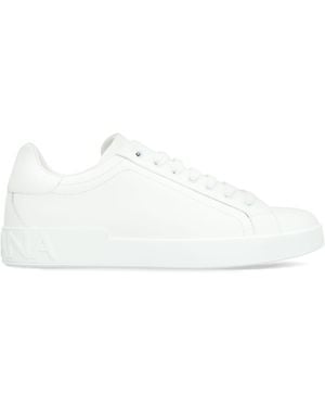 Dolce & Gabbana Portofino Leather Low-Top Sneakers - White
