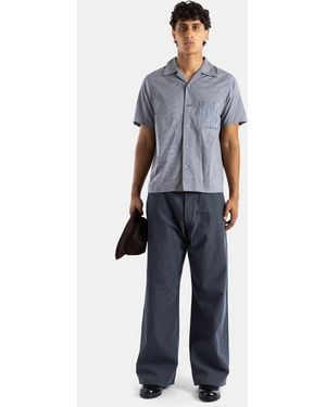 TAIGA TAKAHASHI Slate Jacquard Short-Sleeve Shirt - Blue