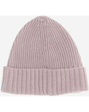Stone Island Wool-Blend Beanie With Logo Hat - Purple