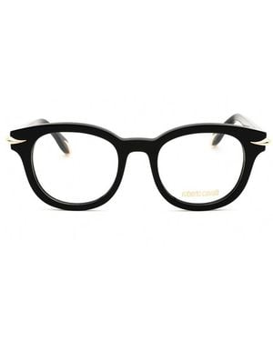 Roberto Cavalli Eyeglasses Round Full Rim, Shiny Frame And Clear Demo Lenses Lens Vrc044S700Y - Black