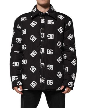 Dolce & Gabbana Black Dg Monogram Nylon Windbreaker Jacket