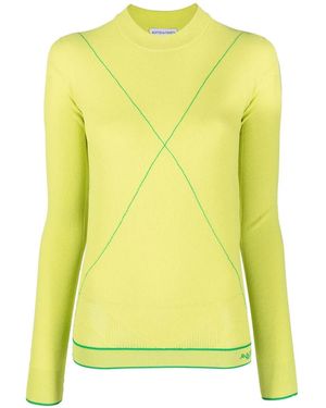 Bottega Veneta Contrast-Stitch Crew-Neck Sweater Clothing - Yellow