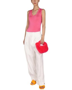 Bottega Veneta Wide-Leg Trousers Cotton - Pink