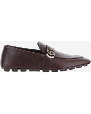 Gucci Leather Loafers With Logo Calf - Brown