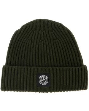Stone Island Kids Beanie Tech Fabric Hat - Green