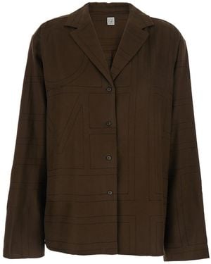 TOTEME Shirt Notched Revers Modal Blouses - Brown