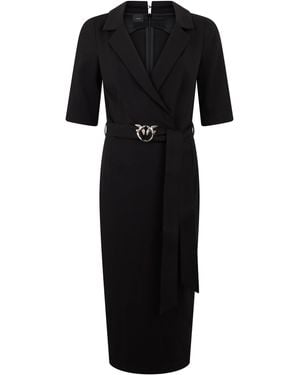 Pinko Fitted Dress With Belt, Viscose - Black