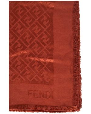 Fendi Ff Jacquard Shawl - Red