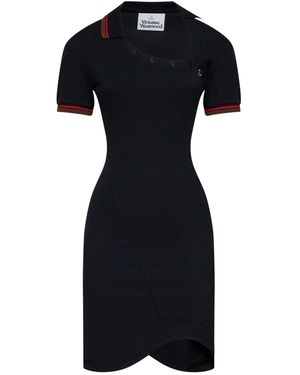 Vivienne Westwood Cotton Piqué Glory Asymmetric Polo Mini Dress - Black