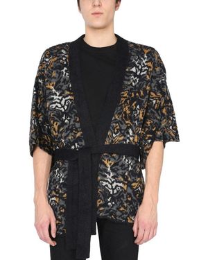 Saint Laurent Jacquard Knit Kimono - Black