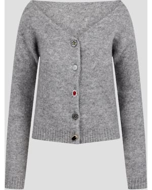 N°21 Cardigan With Jeweled Buttons - Gray