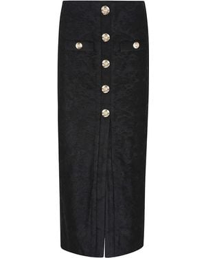 Balmain Btn Bouclette Baroque Long Midi Skirt - Black