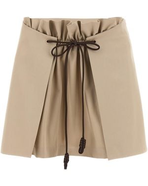 Loewe Leather Drawstring Skirt - Natural