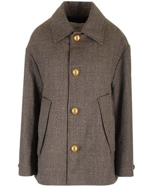 Ami Paris Wool And Cotton Caban Coats - Brown
