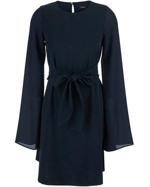 Le Plain Dress Georgette Sleeves Cady Short With And Cut - Blue