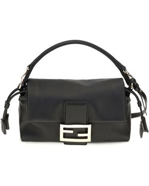 Fendi Small Baguette Soft Nappa Leather Handbag Upper: Lamb Ovis Aries Shoulder Bags - Black
