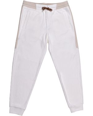 Brunello Cucinelli Cream Relaxed Corduroy Trousers - Blue