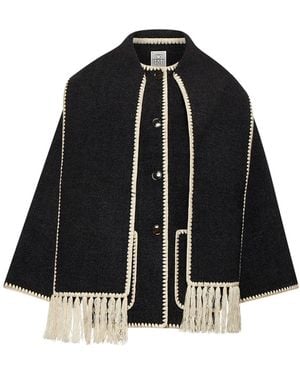 TOTEME Wool-Blend Jacket With Scarf Detail - Black