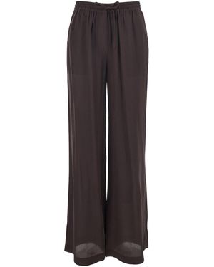 P.A.R.O.S.H. Silk Drawstring Waist Trousers - Brown
