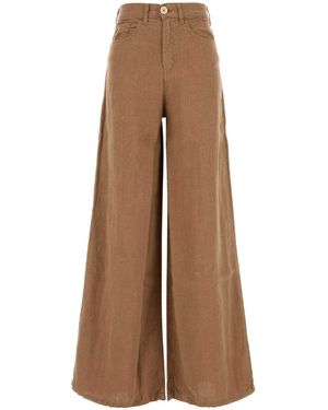 Lois Camel Linen Wide-Leg Pant - Brown