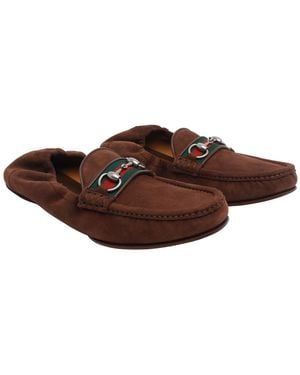 Gucci Flat Shoes Suede Rubber Sole - Brown