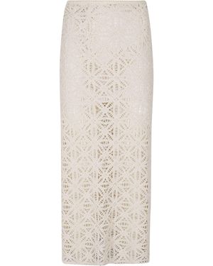 Sabina Musayev Lace Midi Anaya Skirt - Natural