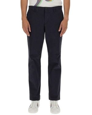 Paul Smith Regular Fit Trousers Organic Cotton Trousers - Blue