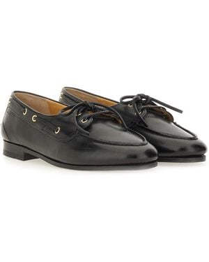 Bally Moccasin Plume Buffalo Loafers - Black