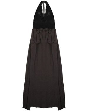 120% Lino Linen Dress Crochet Detail Polyamide - Black