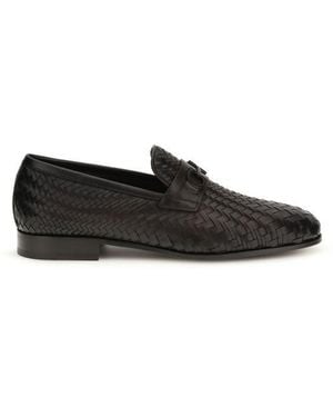 Ferragamo Brown Calf Leather Bos Taurus Slip - Black