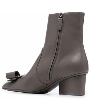 Ferragamo 50Mm Viva Bow-Detail Ankle Boots - Grey