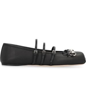 Gucci Leather Ballet Flats Lamb Ballerina Shoes - Black