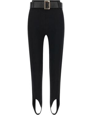 Self-Portrait Stretch Jersey Leggings With Belt - Black
