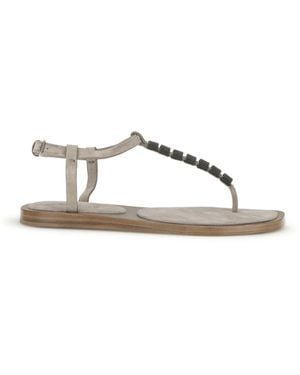 Brunello Cucinelli Embellished Sandals - Natural