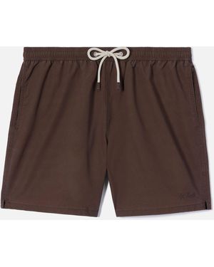 MC2 Saint Barth Patmos Swim Shorts With Used Effect And Logo Embroidery Swimshort - Brown