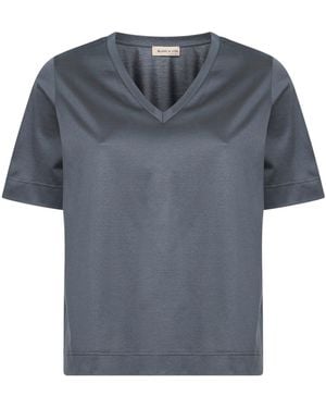 Blanca Vita Lisle Cotton V-Neck T-Shirt - Grey