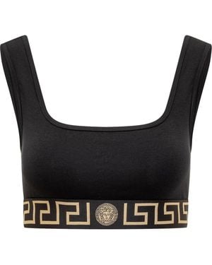 Versace Medusa Head Sleeveless Cropped Top - Black