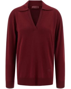 Gucci Ultrafine Wool Polo Shirt - Red
