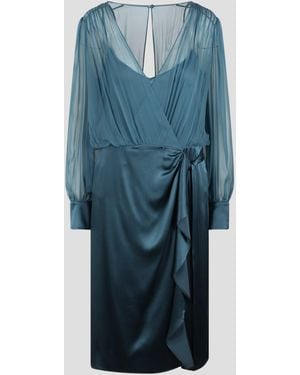 Alberta Ferretti Silk Wrap Dress - Blue