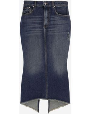MATIERES FECALES Cotton Denim Skirt - Blue