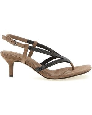 Brunello Cucinelli Lamb Leather Flat Sandals - Brown