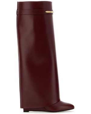 Givenchy Burgundy Leather Shark Boots - Purple