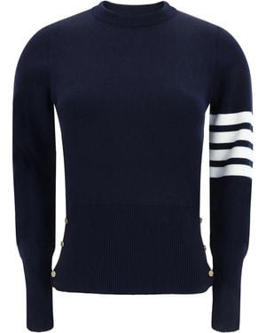 Thom Browne Virgin Wool Jumper Fleece Ovis Aries - Blue