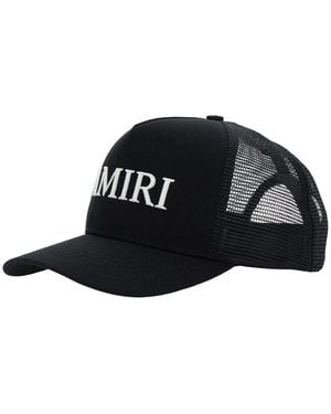 Amiri Hat With Leather Logo And Gloves - Black