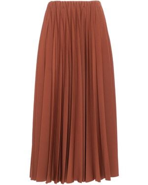 Clips Pleated Skirt Polyester Elastane Long - Brown
