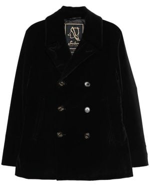 Sealup Double-Breasted Coat - Black