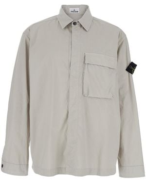 Stone Island Jacket Cotton Coat - Gray