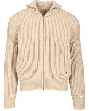 MM6 by Maison Martin Margiela Wool Blend Knitted Jacket - Natural