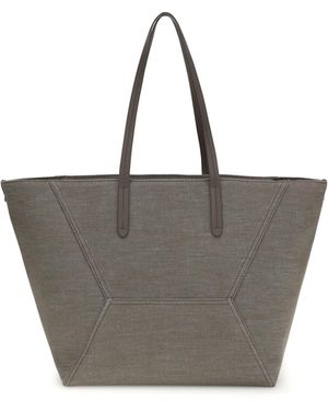 Brunello Cucinelli Canvas Bc Tote Bag - Grey