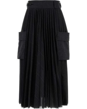 Sacai Embroidered Polyester Skirt - Black